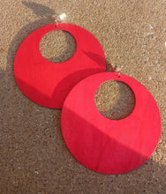 Load image into Gallery viewer, Minimalist Giant Red Wood Clip on Earrings

