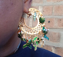 Load image into Gallery viewer, Handmade chunky beach Boho charm Hoop Earrings mermaid themed pierced ears
