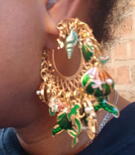 Load image into Gallery viewer, Handmade chunky beach Boho charm Hoop Earrings mermaid themed pierced ears
