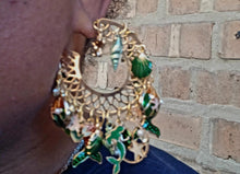 Load image into Gallery viewer, Handmade chunky beach Boho charm Hoop Earrings mermaid themed pierced ears
