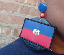 Load image into Gallery viewer, Handmade  Wooden Haiti Flag Heart Earrings pierced
