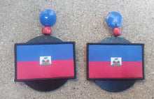 Load image into Gallery viewer, Handmade  Wooden Haiti Flag Heart Earrings pierced
