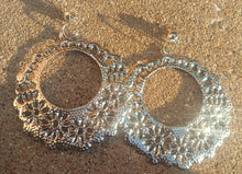 Load image into Gallery viewer, Large Hammered Metal Hoop Clip On Earrings Silver
