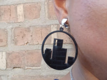 Load image into Gallery viewer, Small lader cut Acrylic Pop Art city life Clip On Earrings
