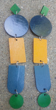 Load image into Gallery viewer, Handmade Modernist Colorblock Handpainted wood  Clip on earrings custom
