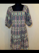 Load image into Gallery viewer, Boho Tribal print Smocked Puff Sleeve Mini Dress 1 2xl

