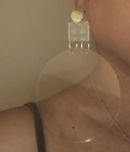 Load image into Gallery viewer, Giant handmade Abstract Pop clear Acrylic Statement Earrings pierced ears
