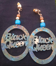 Load image into Gallery viewer, Large Handpainted black queen statement Clip On Earrings
