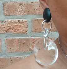 Load image into Gallery viewer, Handmade avant garde  clear acrylic Disc Earrings Clip on
