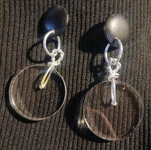 Load image into Gallery viewer, Handmade avant garde  clear acrylic Disc Earrings Clip on
