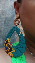 Load image into Gallery viewer, Handmade Ankara Fabric Hoop Clip on Earrings 4 inches
