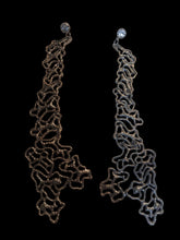 Load image into Gallery viewer, Large brutalist dark silver abstract cluster Earrings pierced ears

