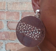 Load image into Gallery viewer, Natural Wood Boho Clip On Dangle Earrings brown
