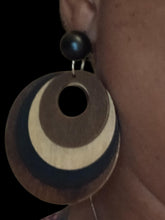 Load image into Gallery viewer, Multi Layer Wooden Hoop Earrings pierced ears

