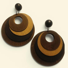 Load image into Gallery viewer, Multi Layer Wooden Hoop Earrings pierced ears
