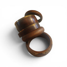 Load image into Gallery viewer, Vintage chunky Wooden Bangle Set of 5 for small wrist 2.5 inch opening
