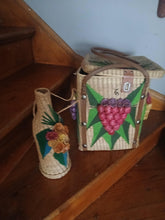 Load image into Gallery viewer, Vintage mid century taxco straw basket and bottle holder 1960s rare

