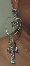 Load image into Gallery viewer, Large Handmade Horus and Ankh hoop Earrings  pierced ears
