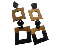 Load image into Gallery viewer, Handmade Wooden handpainted Boho Design Earrings Clip on earrings
