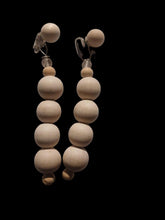 Load image into Gallery viewer, Handmade Natural unfinished  Wooden Ball Clip On Earrings natural unpainted wood

