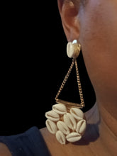 Load image into Gallery viewer, Handmade Cowrie Shell Dangle Earrings pierced ears
