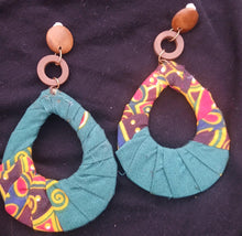 Load image into Gallery viewer, Handmade Ankara Fabric Hoop Clip on Earrings 4 inches
