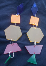 Load image into Gallery viewer, Geometric Pop Art Neon acrylic Earrings (pierced ears)
