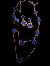 Load image into Gallery viewer, Lucky Quatrefoil clover earrings (pierced ears) and necklace set
