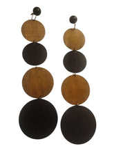 Load image into Gallery viewer, Extra Long 7 inch Handmade Wooden Disc Earrings multi color
