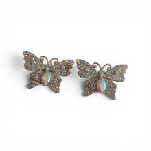 Load image into Gallery viewer, Rhinestone Butterfly Stud Cluster Clip On Earrings gold
