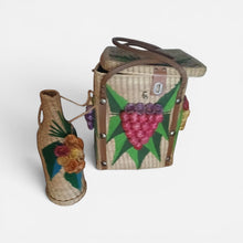 Load image into Gallery viewer, Vintage mid century taxco straw basket and bottle holder 1960s rare
