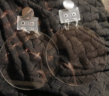 Load image into Gallery viewer, Large clear acrylic pop art Cassette earrings
