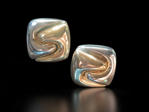 vintage chunky Gold and silver acrylic clip on studs