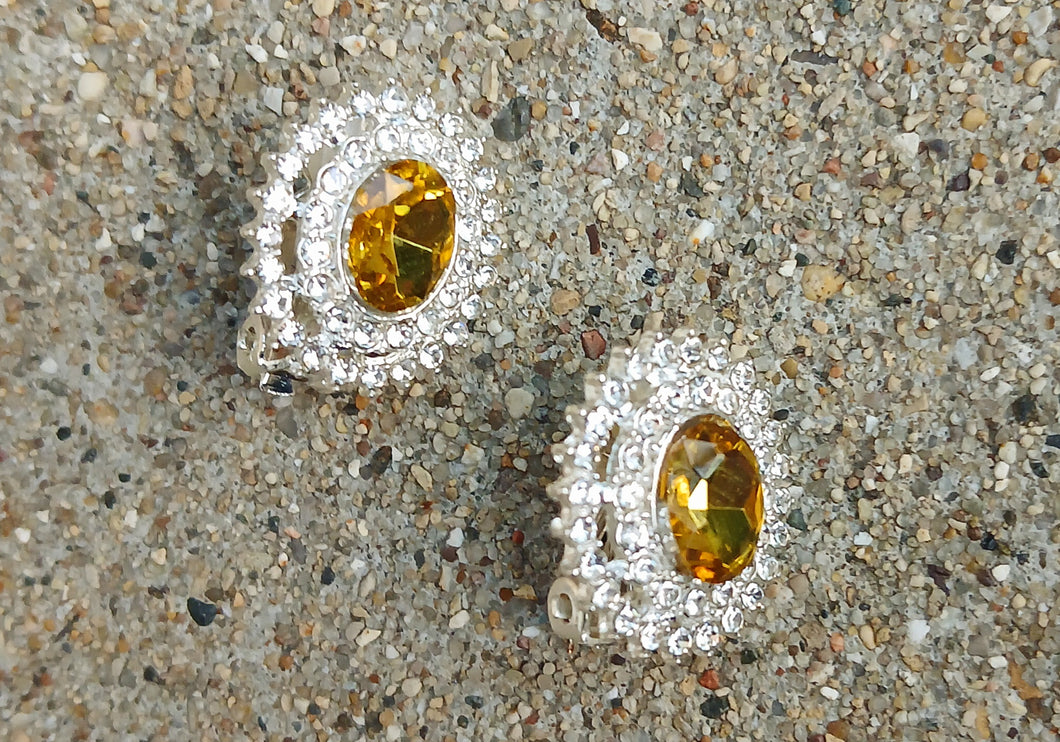 Crystal Stud Clip On Earrings
