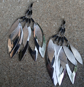 Giant boho metal tassel earrings