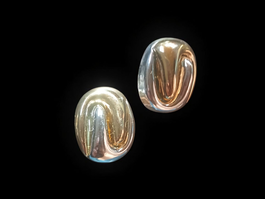 vintage chunky Gold and silver acrylic clip on studs