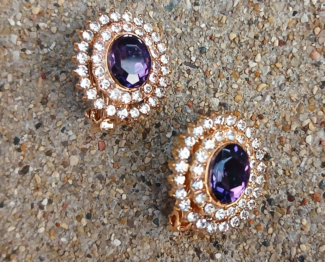 Crystal Stud Clip On Earrings