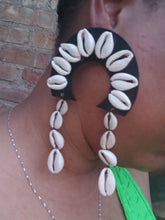 Load image into Gallery viewer, Handmade Abstract cowrie drop earrings
