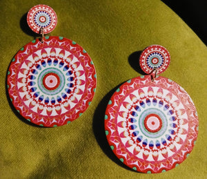Abstract boho design Clip on earrings