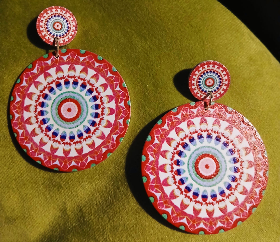 Abstract boho design Clip on earrings