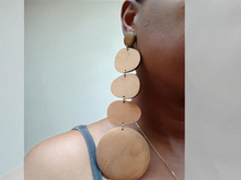 Load image into Gallery viewer, Large Handmade Geometric wood earrings
