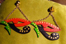 Load image into Gallery viewer, Clip On RBG Eye of Horus Dangle Earrings
