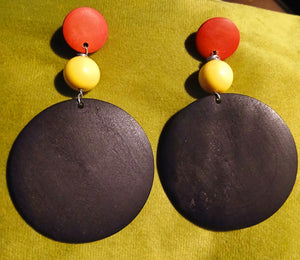 Handmade boho colorblock design Clip on earrings