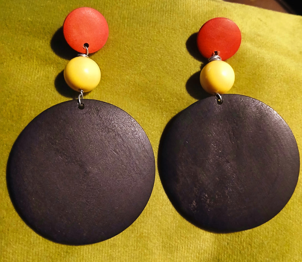 Handmade boho colorblock design Clip on earrings