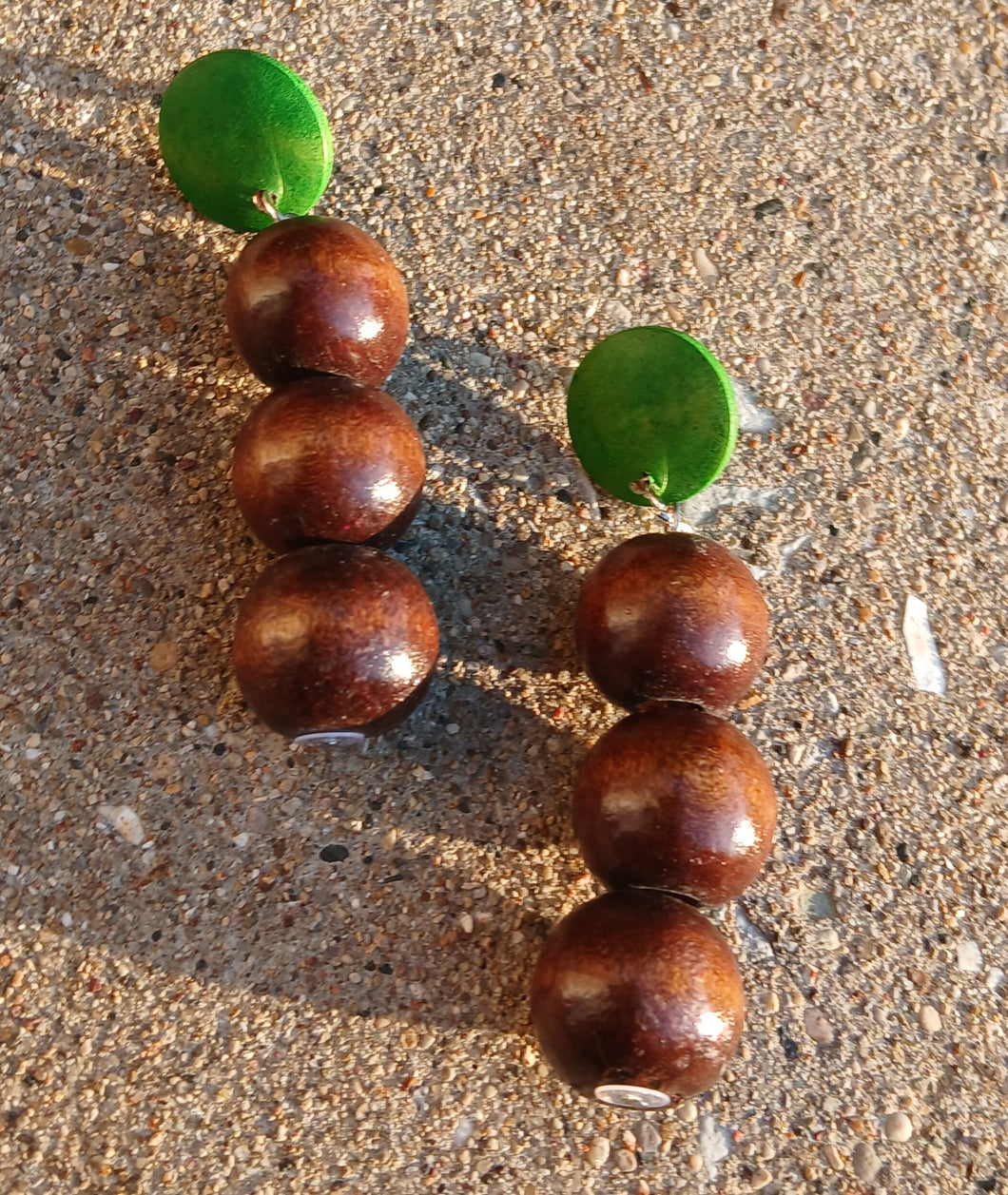 Natural wood bead dangle boho earrings