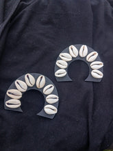 Load image into Gallery viewer, Handmade wood and cowrie earrings
