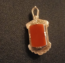 Load image into Gallery viewer, Victorian 10K Solid Rose Gold Decorated With Black Onyx and Carnelian Agate Pocket Watch Fob, Locket, Pendant. total weight 12 Grams

