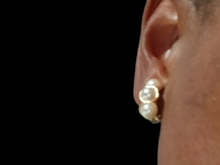 Load image into Gallery viewer, Faux pearl huggie hoop vintage clip on earrings
