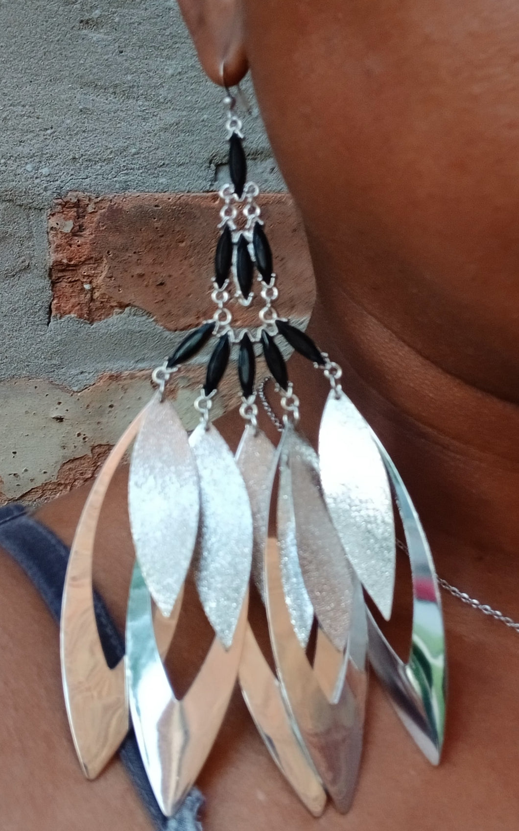 Giant boho metal tassel earrings