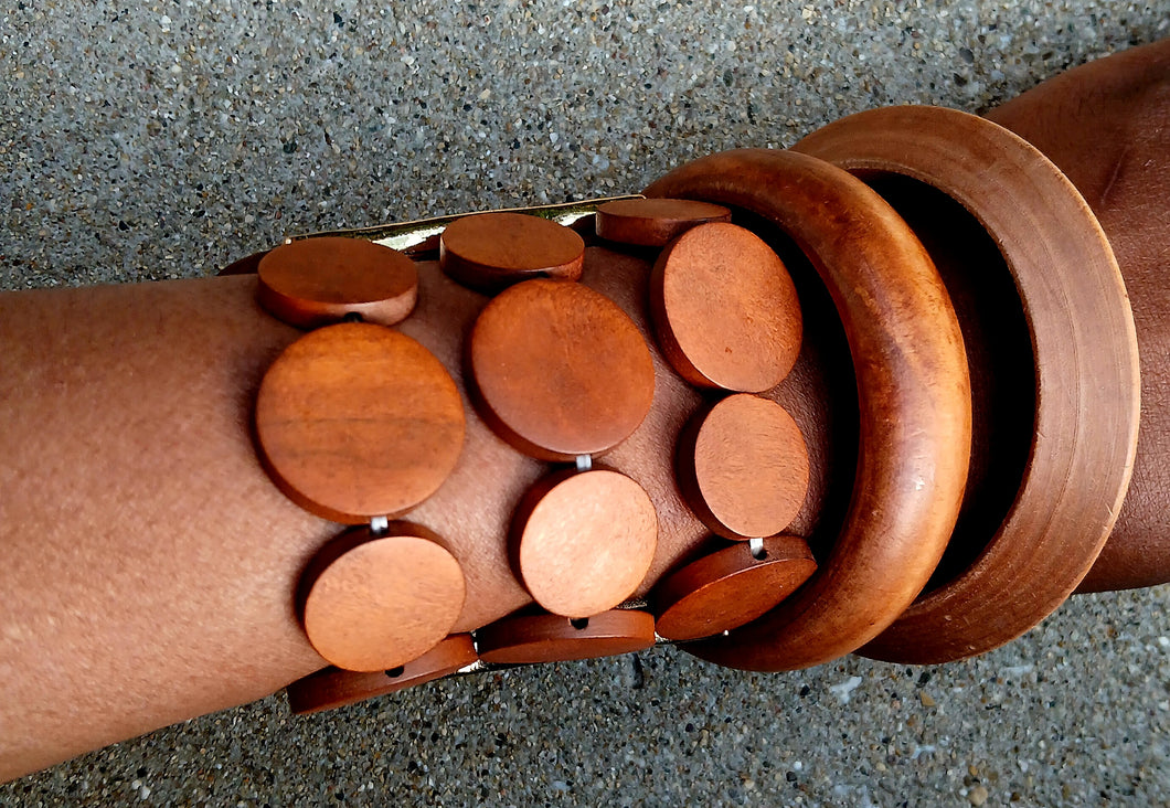 Abstract wooden cuff set of 3